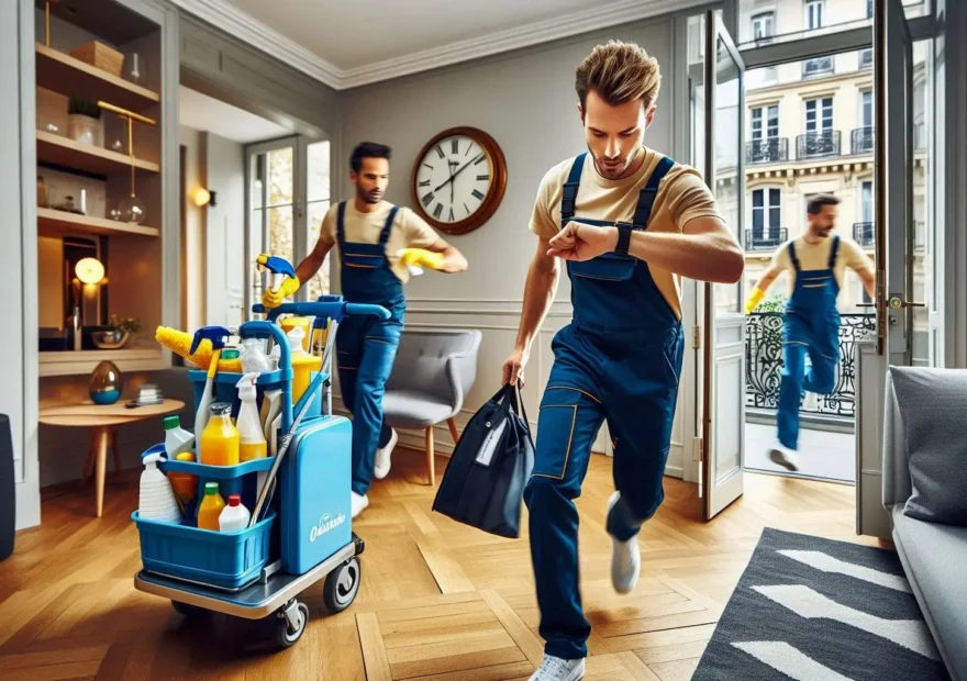 Équipe de nettoyage d'urgence Mr. Linge en intervention express à Paris pour location courte durée