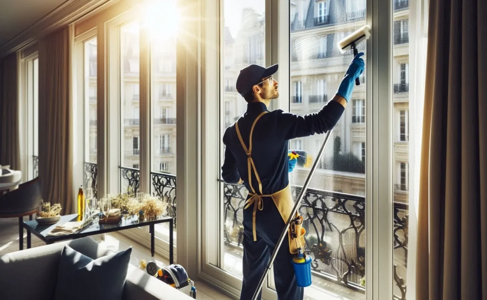 Nettoyage professionnel de vitres pour location courte durée à Paris